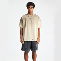T-shirts surdimensionnés 250 GSM délavés à l'acide, personnalisables avec logo streetwear, en coton à manches courtes, imprimé vieilli, pour hommes