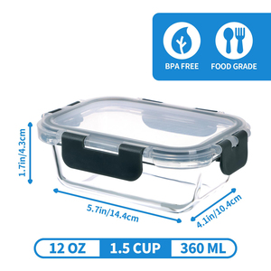 Eco-Friendly 100% BPA-Free Meal Prep Glass Containers with PP Lid Microwave & <b>Freezer</b> Safe Lacquer Techniques - Product Image 5