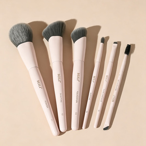 Pinceaux de maquillage cosmétiques à poils synthétiques doux, manche en bois rose, pinceaux pour le visage et les yeux, pour fond de teint en poudre, contour des sourcils - Product Image 1