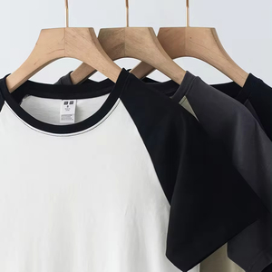 MT2598 <b>Tee</b> Shirts Manufacturer Custom Color Block 230 GSM 100% Cotton Unisex T-Shirts Raglan T-Shirts - Product Image 1
