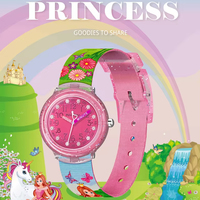 Montre à quartz personnalisée avec logo pour filles, pour enfants de 3 à 12 ans, avec boîtier en acrylique PC à motif de dessin animé mignon, bracelet souple, cadeau d'anniversaire, OEM ODM