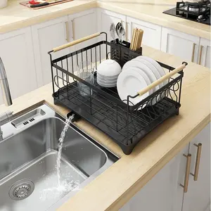 Ménage acier inoxydable stockage comptoir vaisselle égouttoir ensemble tri cuisine ustensile plat plaque égouttoir support support