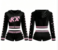 Ensemble de survêtement en velours personnalisé pour femme, sweat à capuche zippé et short, vêtements décontractés de haute qualité