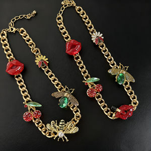 טרנד אופנה חדשה, שרשרת קוביה, שרשרת קסם דובדבן שרשרת זהב גושי טון זהב גושי רב-תליון תכשיטים - Product Image 2