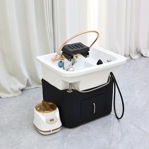 Évier de shampoing de salon avec système de circulation d'eau Lavabo de thérapie capillaire connectable au lit de beauté - Product Image 4