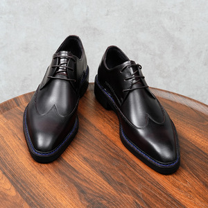 Zapatos Casuales de Hombre para Otoño 2026, de Alta Calidad, Talla Grande, Punta en Pico, de Cuero, Suela Suave Antideslizante, con Cordones, que Aumentan la Altura - Product Image 2