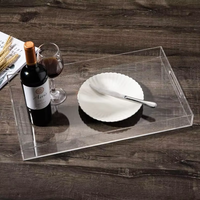 Plateau de service en acrylique transparent de luxe moderne et écologique avec poignée dorée antidérapante pour 16x12cm, épaisseur 5mm