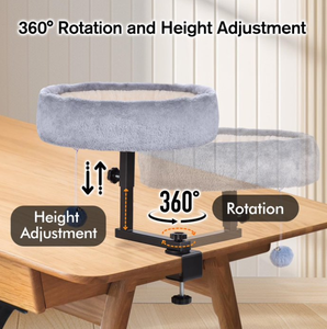 Desk <b>Bed</b> Soft Faux Fur Fabric, 360.Rotating & Height Adjustable, <b>Nest</b> Modern Indoor Furniture - Product Image 3