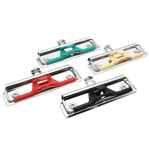 Clips de metal para placa de níquel de alta calidad, accesorios de clip de papelería, alambre de dibujo A4 con soporte para bolígrafo
