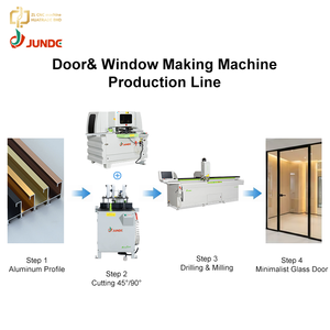 เครื่องจักรผลิตแบบคอมโบ CNC สำหรับตัด เจาะ และกัดโปรไฟล์อะลูมิเนียมสำหรับตู้เสื้อผ้า JUNDE พร้อมโครงสร้างแบบ Gantry - Product Image 2