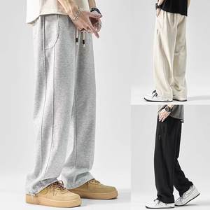 Pantalones Deportivos Casuales de Felpa Gruesa Estilo Americano, Antiarrugas, de Pierna Recta Baja, Holgados, para Hombre y Mujer, Nuevos, de Pierna Ancha, para Primavera - Product Image 1