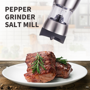 Hot bán điện muối và hạt tiêu <span class=keywords><strong>Shaker</strong></span> gốm Máy Xay, Pin hoạt động bằng thép không gỉ Salt & Pepper Shakers Mill Set - Product Image 2