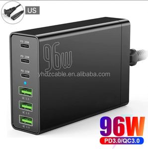อะแดปเตอร์ชาร์จเร็ว PD96W 6 พอร์ต USB สำหรับ iPhone รองรับ QC3.0 ชาร์จเร็ว 3QC+3PD พร้อมแท่นชาร์จ - Product Image 3