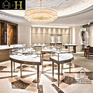 High End Shopping Mall Jewlery Display Showcase Simple Jewellery Shop Counter Design Glass Round Showcase Jewelry Display