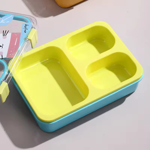 Bencircle B136 Cute Cat Design <b>Plastic</b> Lunch <b>Box</b> 3 Compartments Portable Bpa Free Rectangle Style Single Tier M Size - Product Image 6