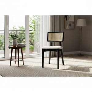 Stylish Solid Wood <b>Chair</b> with Rattan <b>Back</b> Design - Product Image 2