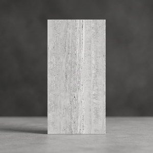 Travertino Gris, Baldosas de Porcelana Pulida de 24x48 Pulgadas para Pared y Piso, Aspecto de Piedra Travertino, 8.5mm - Product Image 3