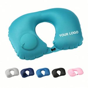Almohada de Viaje Inflable Portátil en Forma de U, Suave y Cómoda, Llena de Aire, para Tren, Avión, Aire Libre, con Logotipo Personalizado - Product Image 1