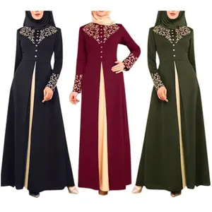Long Middle East Bronzing Slim Muslim Women Maxi Dress Abaya Islamic Clothing Ladies Muslim