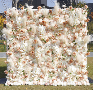 A64 Vorschlag Requisiten Künstliche Blumen Hochzeit Orchidee Blumen Roll Hintergrund Wand Panel Weiß Phalaenopsis Rose Stoff Blumen wand - Product Image 6