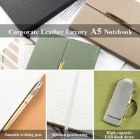 Ensemble cadeau de papeterie haut de gamme, carnet à couverture rigide 100 feuilles, journal en simili cuir, planificateur avec stylo, clé USB, boîte cadeau