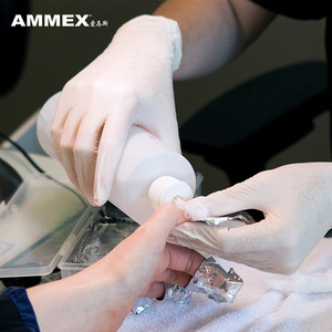 ถุงมือยางลาเท็กซ์ Ammex สีขาวขุ่น แบบเต็มนิ้ว ไม่ผ่านการฆ่าเชื้อ สำหรับงานเสริมสวย ทำผม ตรวจทางทันตกรรม แบบใช้แล้วทิ้ง - Product Image 3