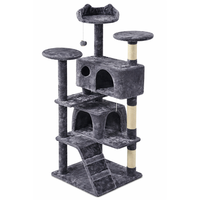 Arbre à chat multi-niveaux robuste en velours avec poteaux à gratter en sisal naturel, structure d'escalade en peluche pour grands chats d'intérieur