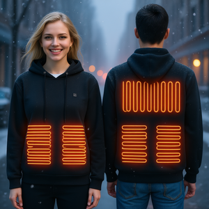 D0100HRILUX Sweat-shirt à capuche unisexe noir M, chauffant à batterie, pour l'hiver, décontracté, coupe régulière, 100% polyester - Product Image 2