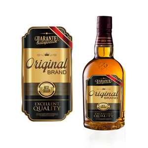 Wholesale Custom Adhesive Embossed Gold Foil Wine Whiskey 3D <strong>Label</strong> Stickers Luxury Brand Textured for Private Luxury Red Wine - Product Image 1