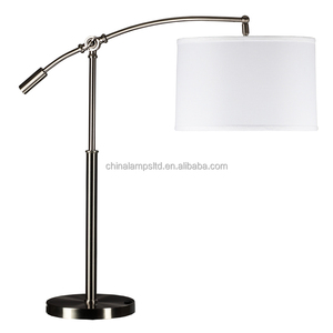 American Modern Large <b>Glass</b> Decorative <b>Table</b> <b>Lamp</b> Bedroom Circular Black Crystal Bottom Cloth Shade Rechargeable AC Power Supply - Product Image 5