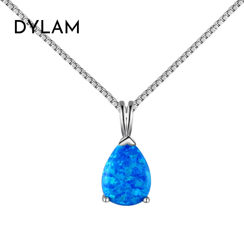 Dylam No Moq Hot-Selling Vrouwen Sieraden Belangrijkste Opaal Ketting Drop Peer Vorm Hanger 925 Sterling Zilveren Kettingen Voor Vrouwen