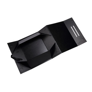 Luxury cardboard box packaging custom black matt paper cardboard magnetic packaging Boxes magnet gift box with ribbon handle