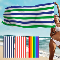 Serviettes de plage personnalisées en microfibre recyclée, sans sable, séchage rapide, logo personnalisé, rayées, hautement absorbantes, imprimées