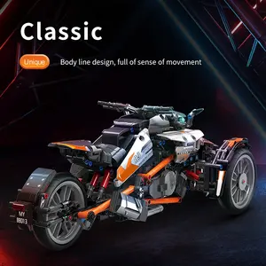 DIY Assembly Technic Vehicles 3 Wheel Motorcycle Model Toys 1228pcs Sports Car Building Blocks Bricks Car Gift For Kids