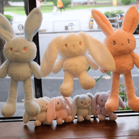 Jouet en peluche lapin mignon multicolore à tirer, lapin à longues oreilles en peluche pour cadeaux d'enfants et machine à grue