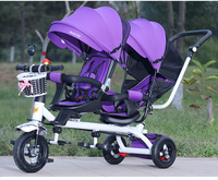 Triciclo Reversible con Asiento Reclinable para Gemelos, de Acero al Carbono, Unisex, de 2 a 4 Años, de 5 a 7 Años