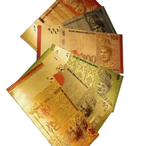 Malaysia Goldfolie farbige Gold Banknote grünes Leder Grüne Tasche roter Umschlag Übersee Goldmünze roter Umschlag kleines Geschenk