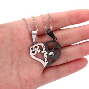 Mode clé couture <span class=keywords><strong>1314</strong></span> <span class=keywords><strong>520</strong></span> couples pendentif colliers niche amour saint valentin cadeau coeur forme bijoux colliers - Product Image 2
