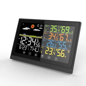 温度气压湿度DCF时钟气象站，带3个室外传感器天气预报站