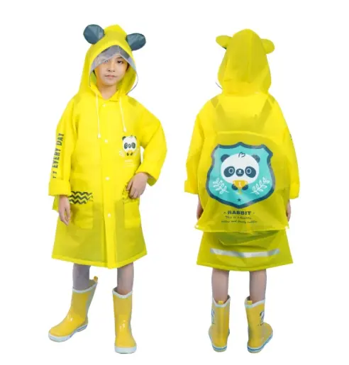 Waterproof Cheap Disposable EVA kids Transparent For Clear Yellow Custom Material Plastic Raincoat Disposable Poncho