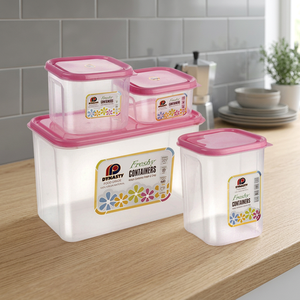 <b>Set</b> of 4 Square Frosty PP <b>Plastic</b> Injection Techniques Food Grade Storage Boxes & Bins DYNASTY Brand Eco-Friendly - Product Image 3