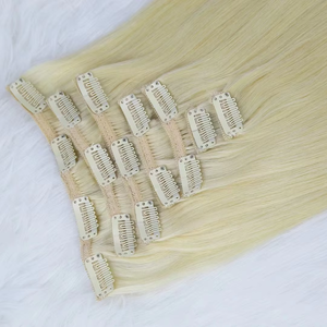 奢华亮点金发俄罗斯人头马真人发无缝纬纱隐形蕾丝夹接发双拉发 - Product Image 1