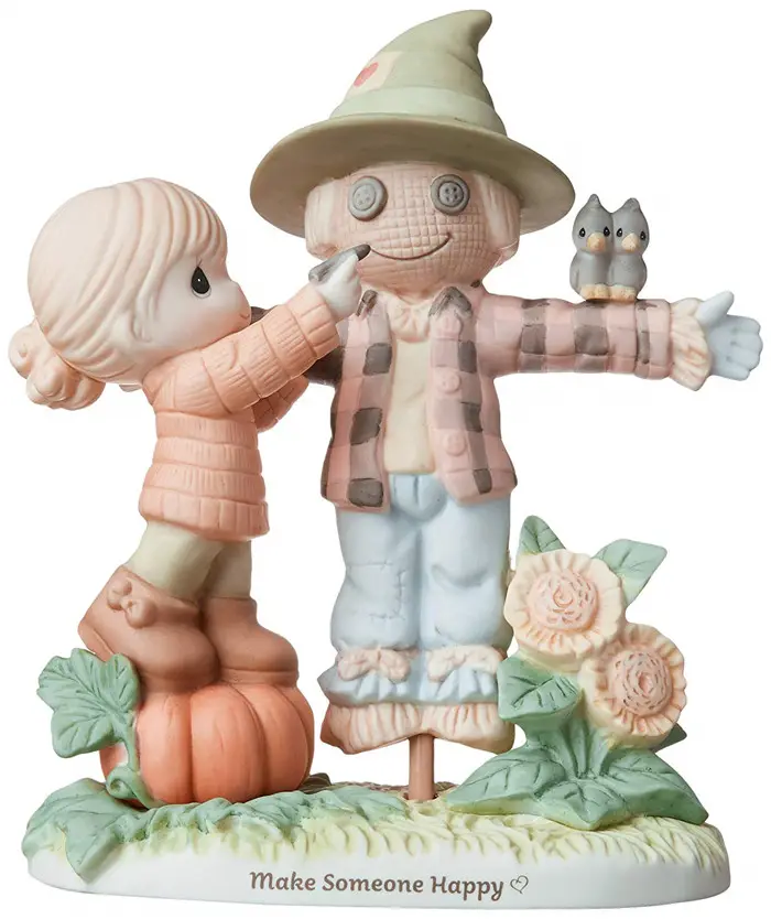 Polyresin/resinic figurine Precious Moments Bisque Porcelain Girl with Scarecrow Figurine, Multi