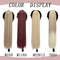 Queue de cheval longue et droite de 60g, style européen et américain, en cheveux vierges, avec mèches laser, extension pré-collée, emballage personnalisable