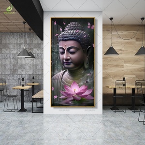 Vitrina de Porcelana de Cristal Resplandeciente, Pintura de Porcelana de Cristal de Agua de Alta Gama, Estatua de Buda Loto con Luz LED - Product Image 5