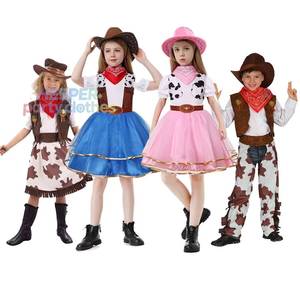 Costume de cowboy western pour enfants HP, ensemble de fête d'Halloween pour garçons et filles, comprenant une jupe et une robe de costume - Product Image 1