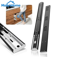 Glissière de tiroir ergonomique noire à roulement à billes pour rails de guidage d'armoires, rails coulissants métalliques, rails coulissants pour tables de maquillage