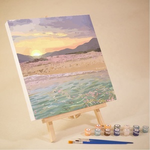 Kit de peinture par numéros XIXI pour enfants - Mini toile de dessin animé fleuri avec cadre fait main, forme carrée/rectangulaire - Product Image 6