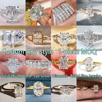 Bague solitaire en or massif 14K 18K personnalisée à quatre griffes en forme de poire, diamant de laboratoire, service OEM ODM pour bijoutiers et détaillants