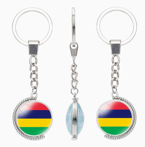 Vente en gros de porte-clés personnalisés à double face avec motifs de l'emblème national de Mauriciens et de divers pays européens - Product Image 1